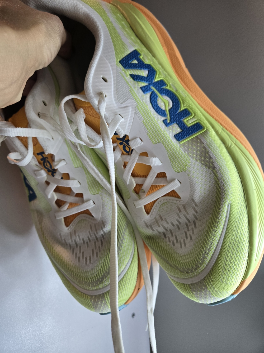 HOKA Men's/Women's Running Shoes - White Lime Orange